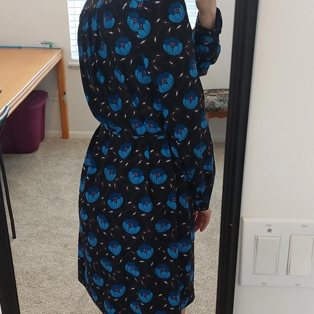 LOFT Floral Shirtdress Long Sleeves with Tie M EUC - Picture 4 of 8